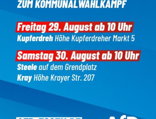 Infostände zur Kommunalwahl in Kupferdreh, Steele, Kray und auf der Margarethenhöhe